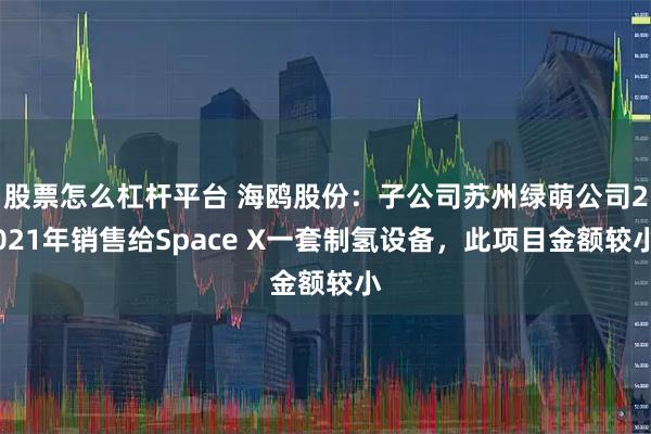 股票怎么杠杆平台 海鸥股份：子公司苏州绿萌公司2021年销售给Space X一套制氢设备，此项目金额较小