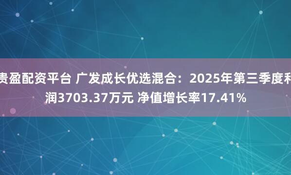 贵盈配资平台 广发成长优选混合：2025年第三季度利润3703.37万元 净值增长率17.41%