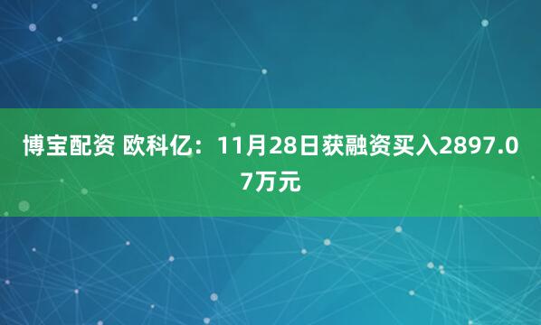 博宝配资 欧科亿：11月28日获融资买入2897.07万元